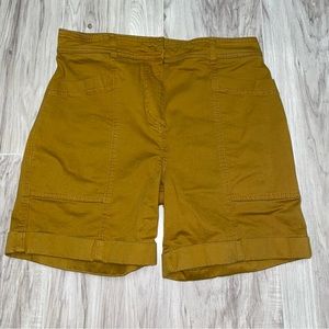 Boden Mustard Yellow Utility Cotton Shorts